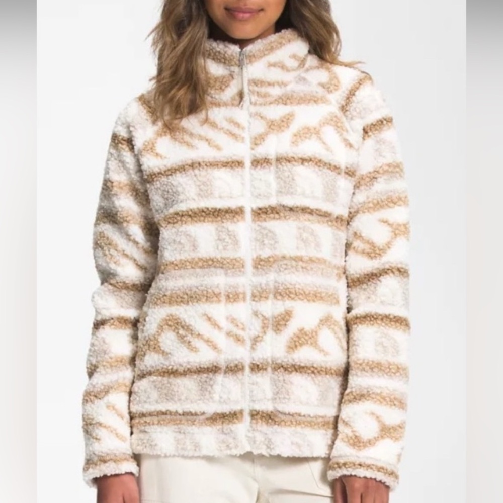 North Face Women's Print Ridge Fleece Full Zip - Gardenia White TNF Mountain Med